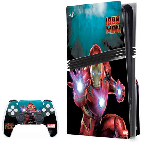 Marvel Iron Man Repulsor Blast PS5 Pro Disk Bundle  Skin